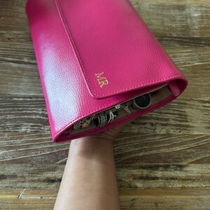 Pink and Beige Women's jewelry organizer. Leather